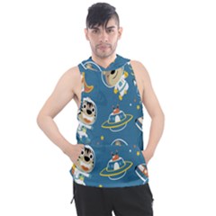 Seamless-pattern-funny-astronaut-outer-space-transportation Men s Sleeveless Hoodie by Jancukart