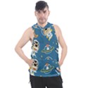 Seamless-pattern-funny-astronaut-outer-space-transportation Men s Sleeveless Hoodie View1