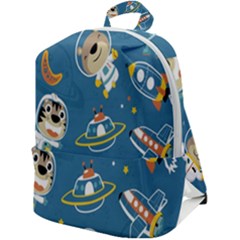 Seamless-pattern-funny-astronaut-outer-space-transportation Zip Up Backpack by Jancukart