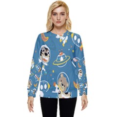 Seamless-pattern-funny-astronaut-outer-space-transportation Hidden Pocket Sweatshirt