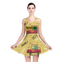 Childish-seamless-pattern-with-dino-driver Reversible Skater Dress