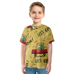 Childish-seamless-pattern-with-dino-driver Kids  Sport Mesh Tee