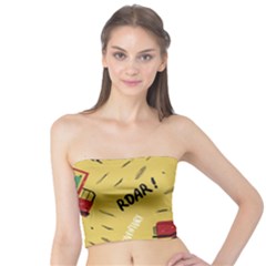 Childish-seamless-pattern-with-dino-driver Tube Top