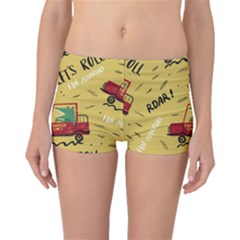 Childish-seamless-pattern-with-dino-driver Boyleg Bikini Bottoms