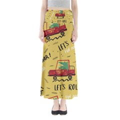 Childish-seamless-pattern-with-dino-driver Full Length Maxi Skirt