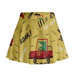 Childish-seamless-pattern-with-dino-driver Mini Flare Skirt