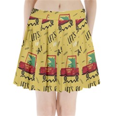 Childish-seamless-pattern-with-dino-driver Pleated Mini Skirt