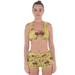 Childish-seamless-pattern-with-dino-driver Racerback Boyleg Bikini Set