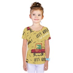 Childish-seamless-pattern-with-dino-driver Kids  One Piece Tee