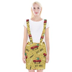 Childish-seamless-pattern-with-dino-driver Braces Suspender Skirt by Jancukart