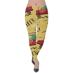 Childish-seamless-pattern-with-dino-driver Velvet Leggings