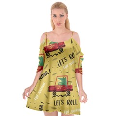 Childish-seamless-pattern-with-dino-driver Cutout Spaghetti Strap Chiffon Dress