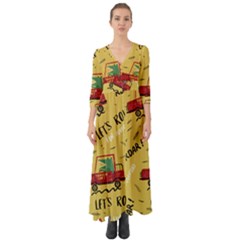 Childish-seamless-pattern-with-dino-driver Button Up Boho Maxi Dress