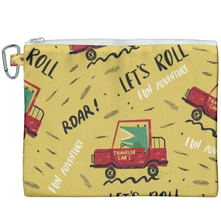 Childish-seamless-pattern-with-dino-driver Canvas Cosmetic Bag (XXXL)