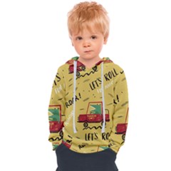 Childish-seamless-pattern-with-dino-driver Kids  Overhead Hoodie by Jancukart