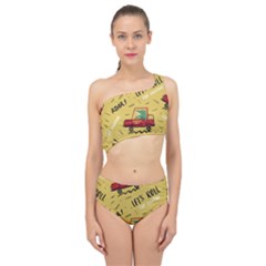 Childish-seamless-pattern-with-dino-driver Spliced Up Two Piece Swimsuit