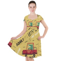 Childish-seamless-pattern-with-dino-driver Cap Sleeve Midi Dress by Jancukart