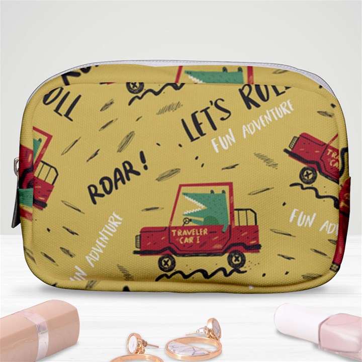 Childish-seamless-pattern-with-dino-driver Make Up Pouch (Small)