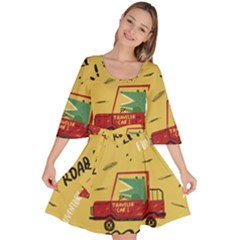 Childish-seamless-pattern-with-dino-driver Velour Kimono Dress