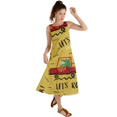 Childish-seamless-pattern-with-dino-driver Summer Maxi Dress