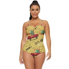 Childish-seamless-pattern-with-dino-driver Retro Full Coverage Swimsuit by Jancukart