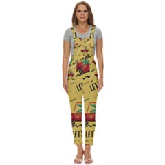 Childish-seamless-pattern-with-dino-driver Women s Pinafore Overalls Jumpsuit