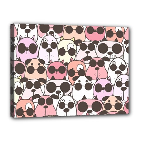 Cute-dog-seamless-pattern-background Canvas 16  X 12  (stretched) by Jancukart