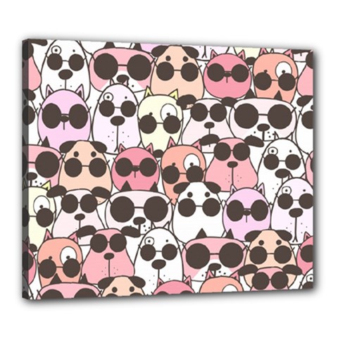 Cute-dog-seamless-pattern-background Canvas 24  X 20  (stretched) by Jancukart