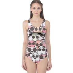 Cute-dog-seamless-pattern-background One Piece Swimsuit