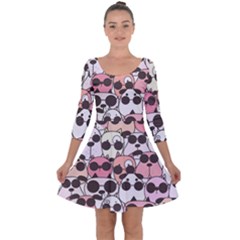 Cute-dog-seamless-pattern-background Quarter Sleeve Skater Dress