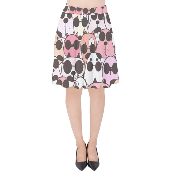 Cute-dog-seamless-pattern-background Velvet High Waist Skirt