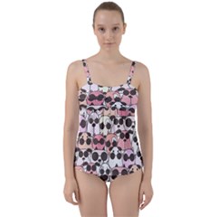 Cute-dog-seamless-pattern-background Twist Front Tankini Set