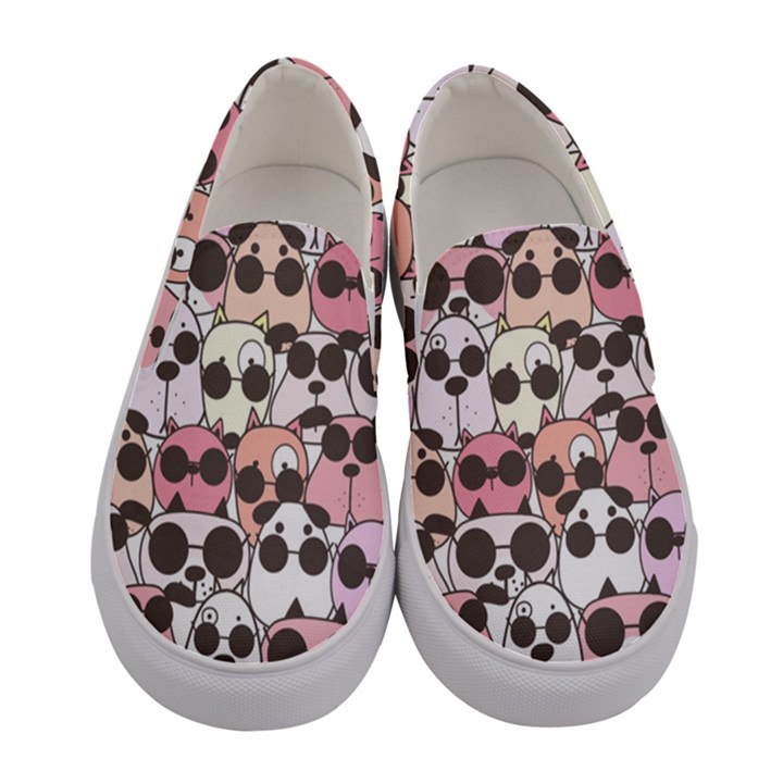 Cute-dog-seamless-pattern-background Women s Canvas Slip Ons