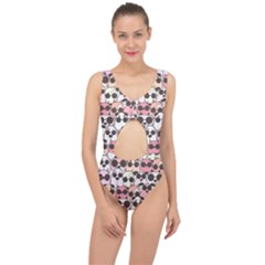 Cute-dog-seamless-pattern-background Center Cut Out Swimsuit