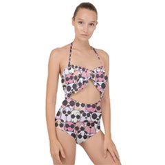 Cute-dog-seamless-pattern-background Scallop Top Cut Out Swimsuit