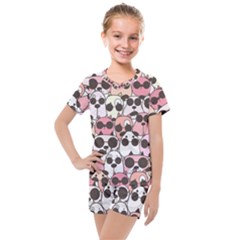 Cute-dog-seamless-pattern-background Kids  Mesh Tee And Shorts Set