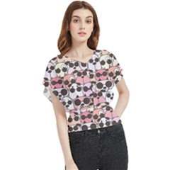 Cute-dog-seamless-pattern-background Butterfly Chiffon Blouse