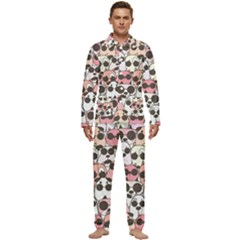 Cute-dog-seamless-pattern-background Men s Long Sleeve Velvet Pocket Pajamas Set