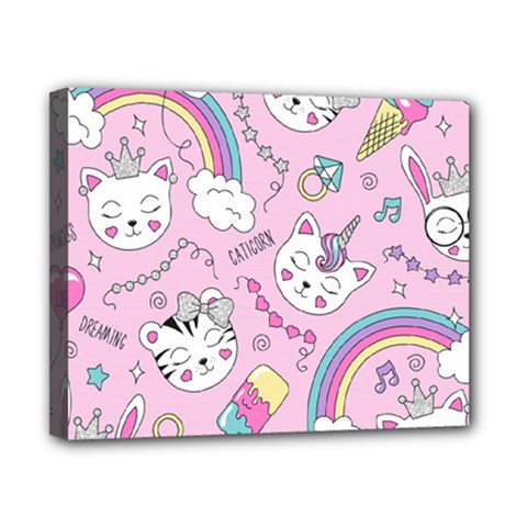 Beautiful Cute Animals Pattern Pink Beautiful Cute Animals Pattern Pink Rainbow Canvas 10  X 8  (stretched)