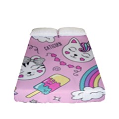 Beautiful Cute Animals Pattern Pink Beautiful Cute Animals Pattern Pink Rainbow Fitted Sheet (full/ Double Size)