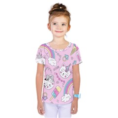 Beautiful Cute Animals Pattern Pink Beautiful Cute Animals Pattern Pink Rainbow Kids  One Piece Tee