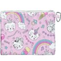 Beautiful cute animals pattern pink Beautiful cute animals pattern pink rainbow Canvas Cosmetic Bag (XXXL) View2