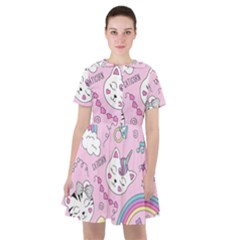 Beautiful Cute Animals Pattern Pink Beautiful Cute Animals Pattern Pink Rainbow Sailor Dress