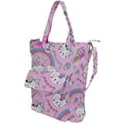 Beautiful Cute Animals Pattern Pink Beautiful Cute Animals Pattern Pink Rainbow Shoulder Tote Bag