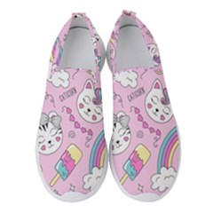 Beautiful Cute Animals Pattern Pink Beautiful Cute Animals Pattern Pink Rainbow Women s Slip On Sneakers