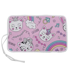 Beautiful Cute Animals Pattern Pink Beautiful Cute Animals Pattern Pink Rainbow Pen Storage Case (m)