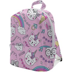 Beautiful Cute Animals Pattern Pink Beautiful Cute Animals Pattern Pink Rainbow Zip Up Backpack by Jancukart