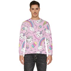 Beautiful Cute Animals Pattern Pink Beautiful Cute Animals Pattern Pink Rainbow Men s Fleece Sweatshirt