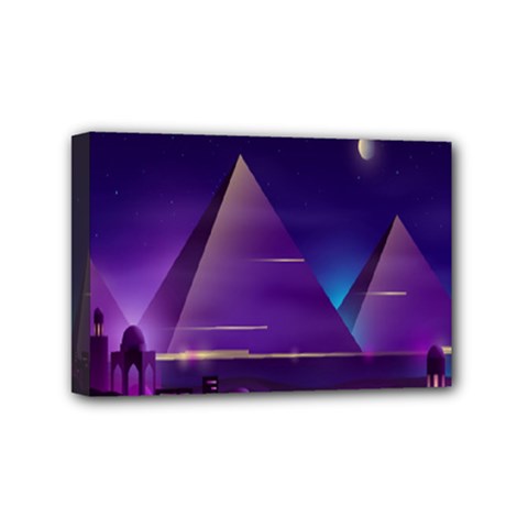 Egyptian-pyramids-night-landscape-cartoon Mini Canvas 6  X 4  (stretched) by Jancukart