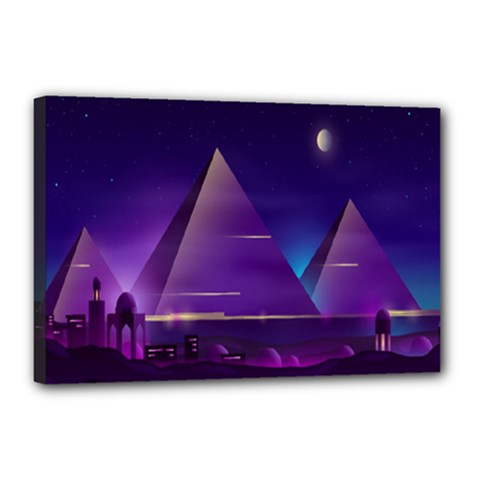 Egyptian-pyramids-night-landscape-cartoon Canvas 18  X 12  (stretched)